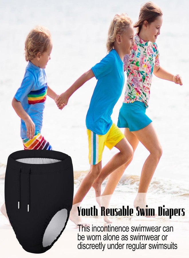 Glitopper 2 Pcs Youth Swim Diaper Special Needs Reusable Cloth Diaper Covers Waterproof Incontinence for Swimming,Unisex(Black,10-12t) - Image 3